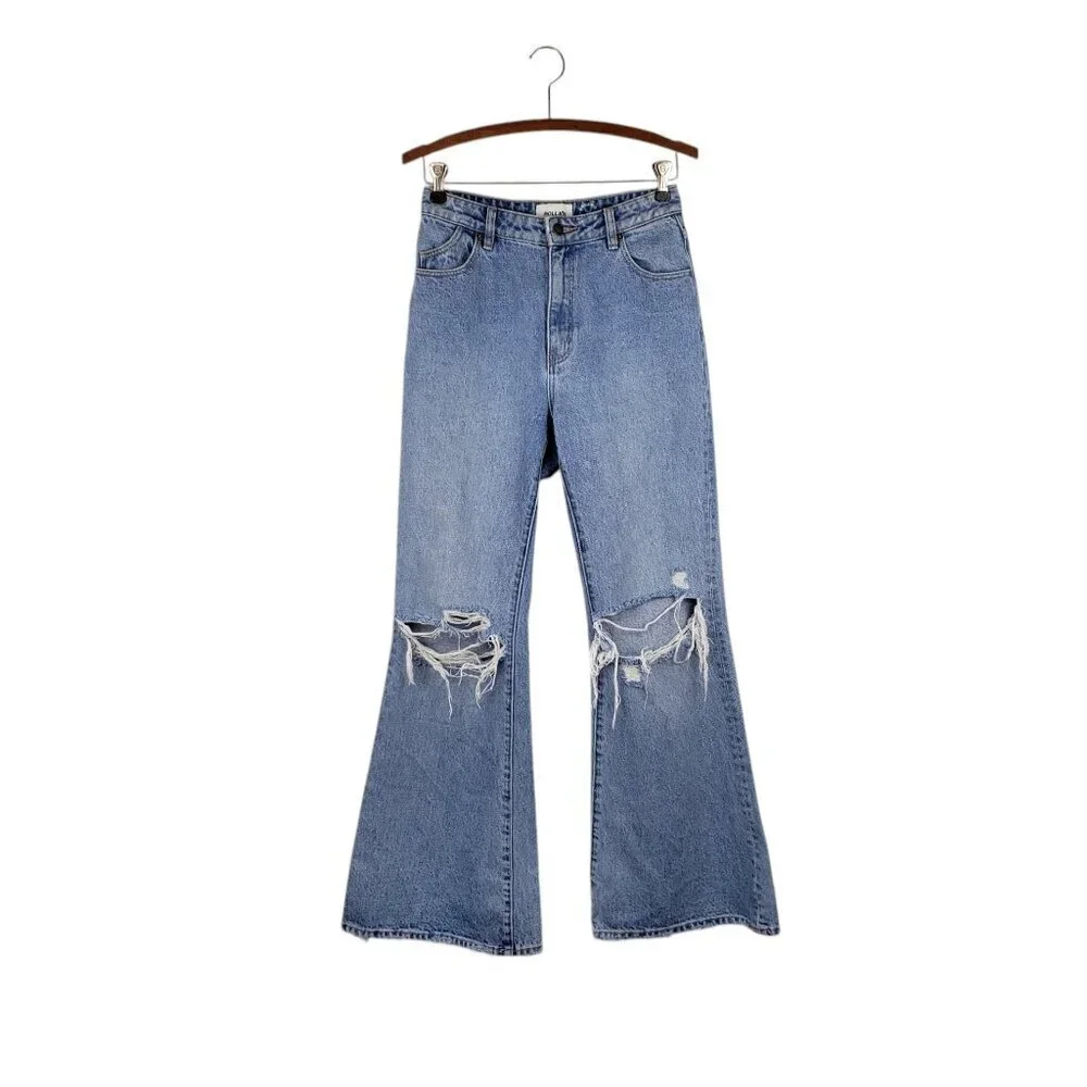 Rolla's Eastcoast Flare Jeans High Rise Distressed Medium Wash Womens Size 27
